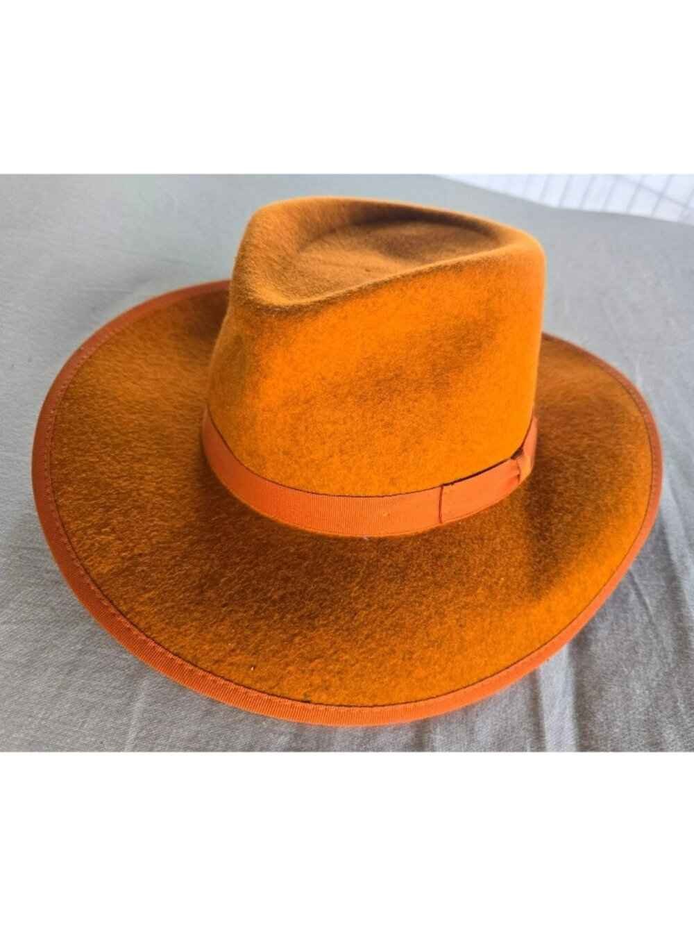 American Hat Makers Orange Fedora Hat Costume Zootsuite Jazz Size Large 59 cm